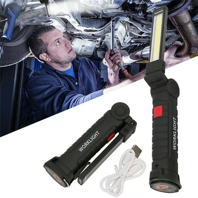 USB Rechargeable COB LED Work Light Inspection Hand Torch Flashlight 360 Rotate Base Magnetic Lamp For Car Repair Camping Super Bright