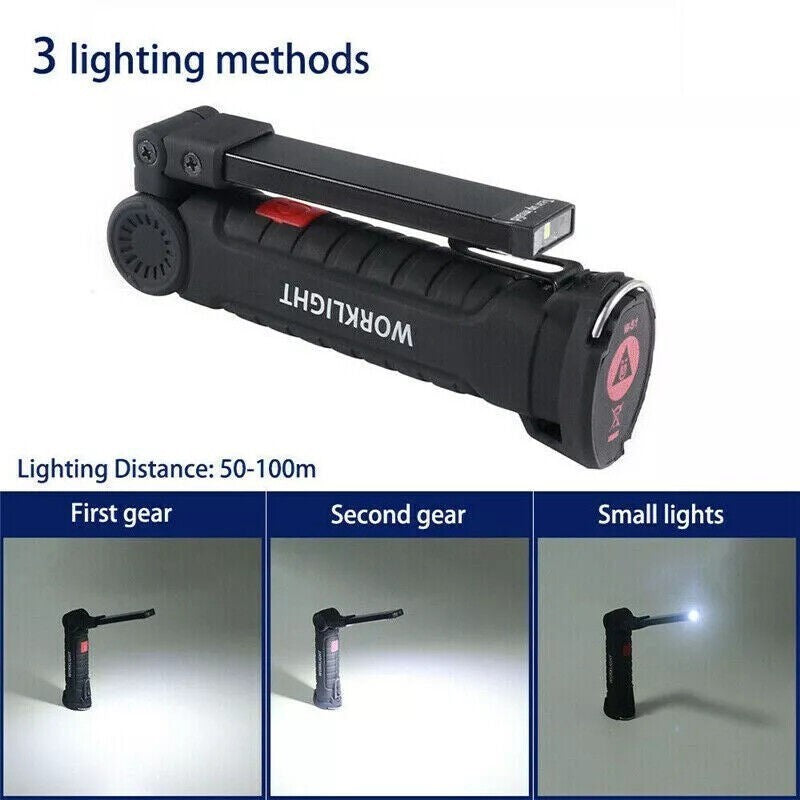 USB Rechargeable COB LED Work Light Inspection Hand Torch Flashlight 360 Rotate Base Magnetic Lamp For Car Repair Camping Super Bright