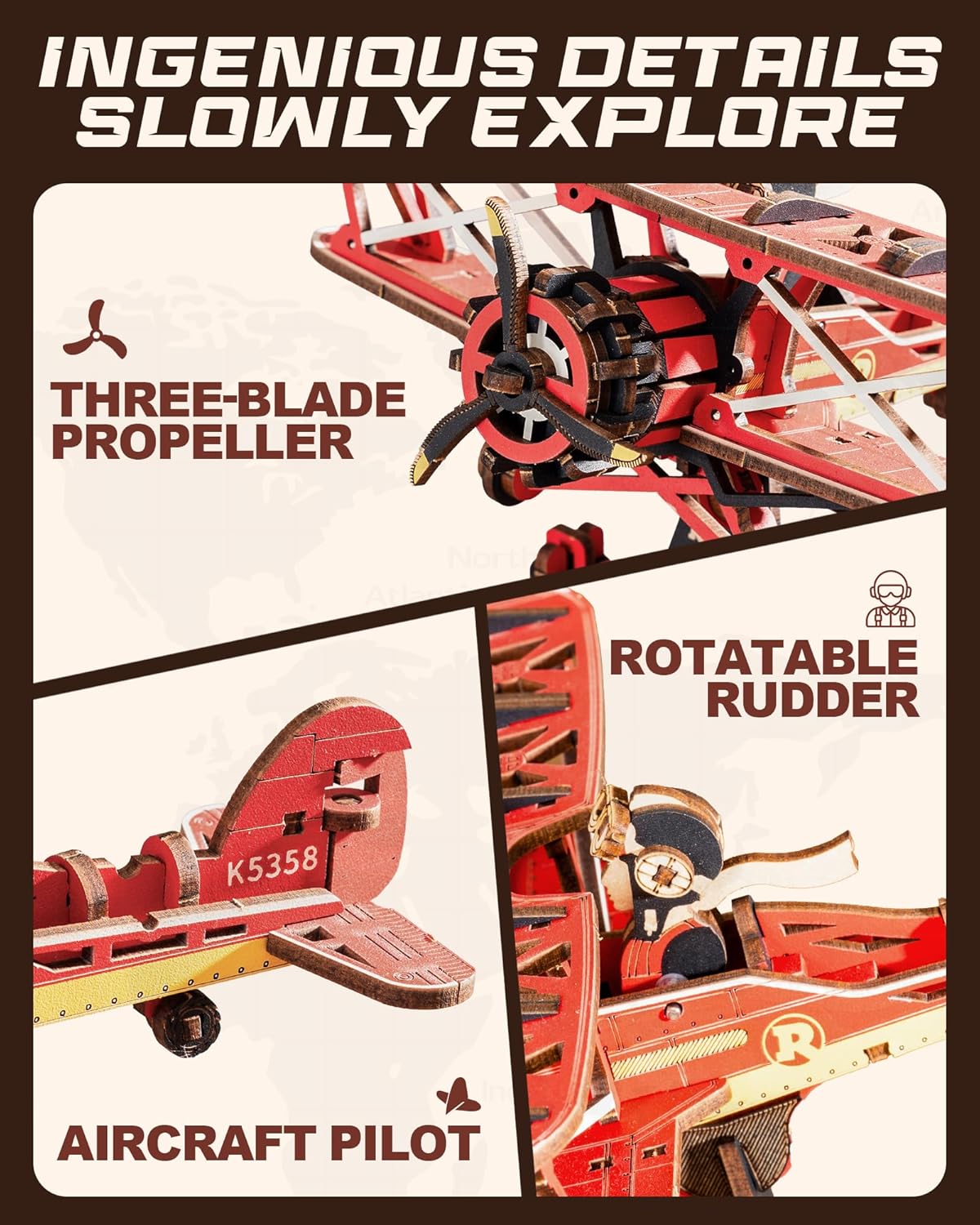 ROKR 3D Wooden Puzzle Kit - Gravity Swing Series Gladiator Fighter With Moving Mechanism, Challenging DIY Building Project For Adult Model Enthusiasts