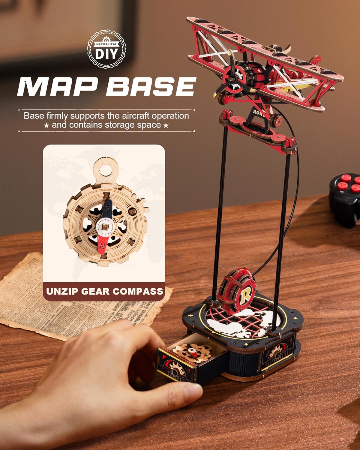 ROKR 3D Wooden Puzzle Kit - Gravity Swing Series Gladiator Fighter With Moving Mechanism, Challenging DIY Building Project For Adult Model Enthusiasts