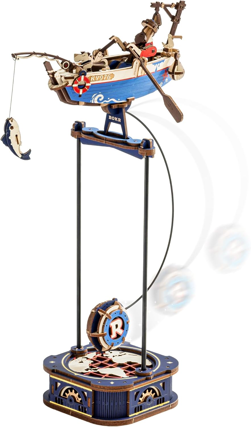 ROKR 3D Wooden Puzzle Kit - Gravity Swing Series Gladiator Fighter With Moving Mechanism, Challenging DIY Building Project For Adult Model Enthusiasts