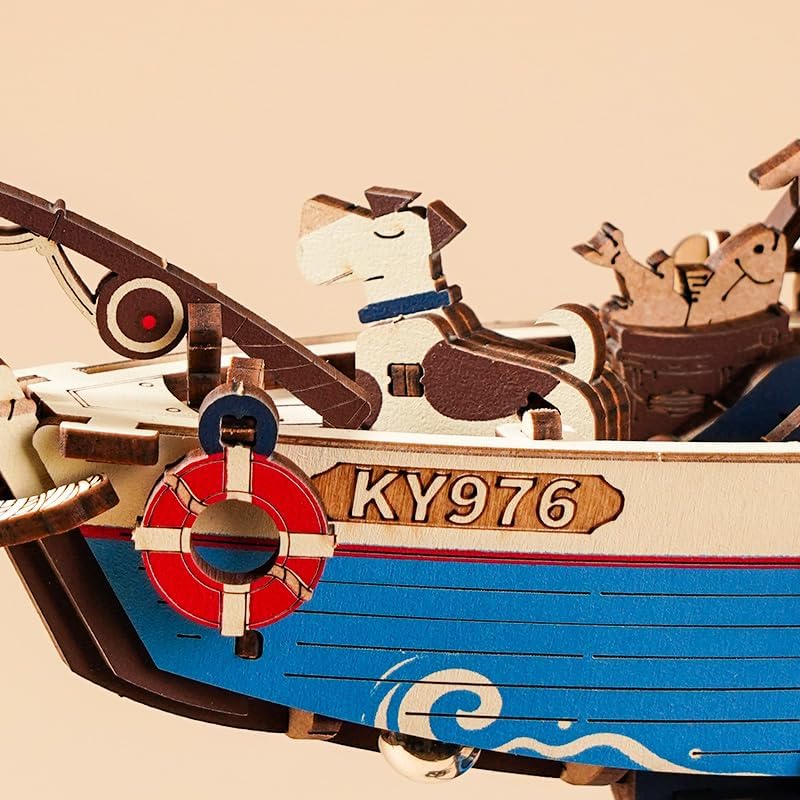 ROKR 3D Wooden Puzzle Kit - Gravity Swing Series Gladiator Fighter With Moving Mechanism, Challenging DIY Building Project For Adult Model Enthusiasts