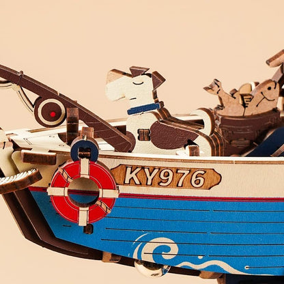 ROKR 3D Wooden Puzzle Kit - Gravity Swing Series Gladiator Fighter With Moving Mechanism, Challenging DIY Building Project For Adult Model Enthusiasts