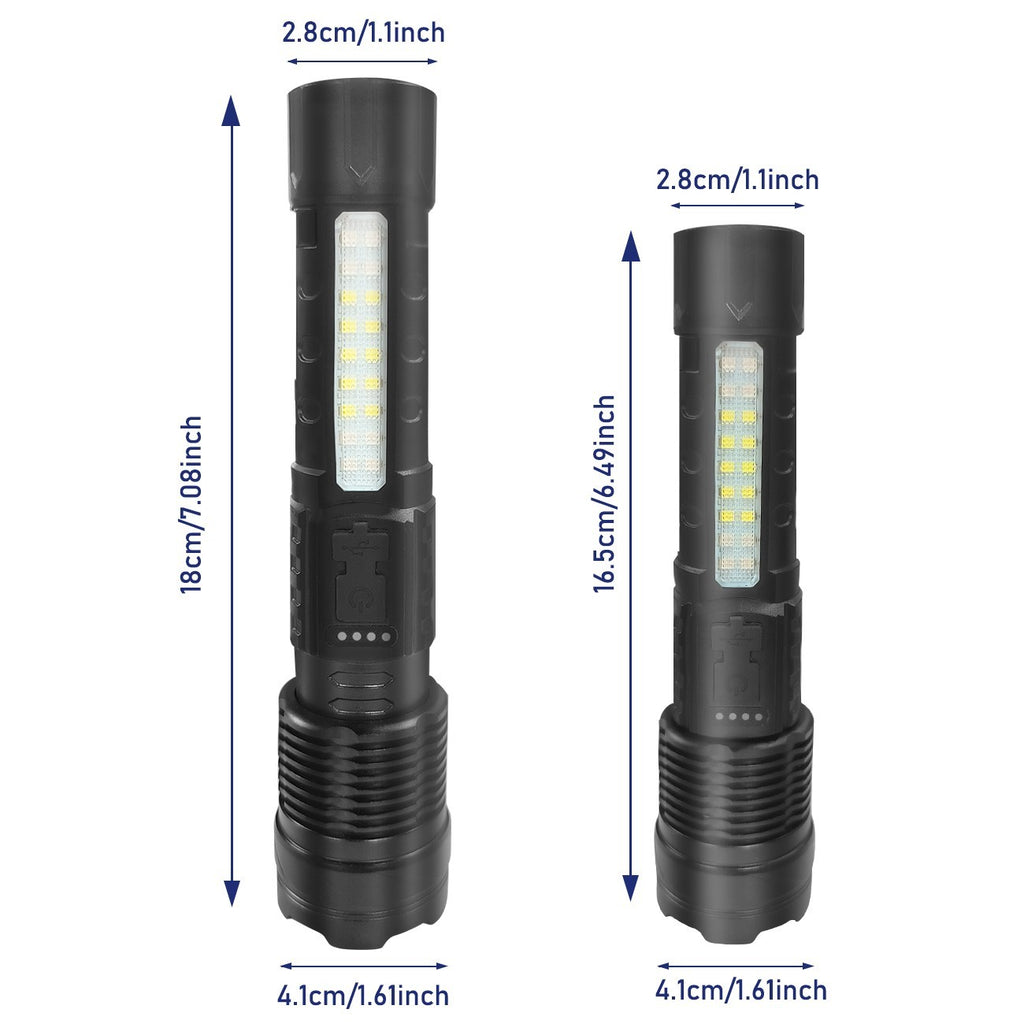 Rechargeable LED Flashlight Tactical Torch Police Super Bright Work Light Lamp Red White Blue 3 Light USB Charging