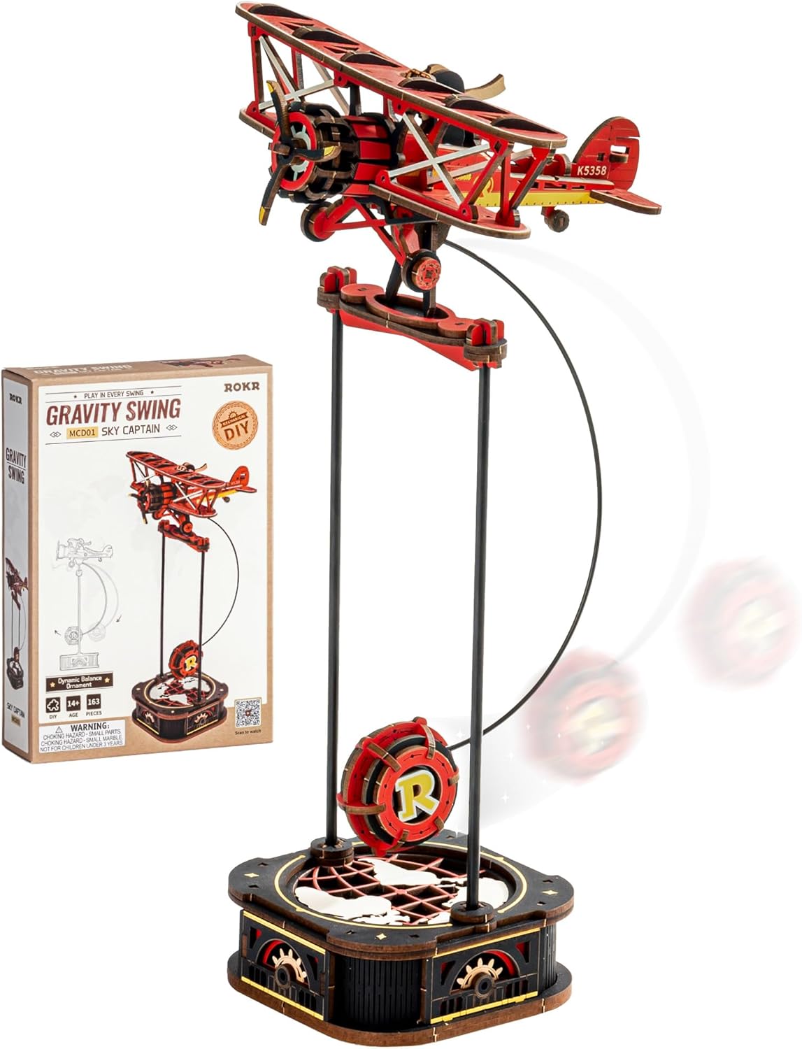 ROKR 3D Wooden Puzzle Kit - Gravity Swing Series Gladiator Fighter With Moving Mechanism, Challenging DIY Building Project For Adult Model Enthusiasts