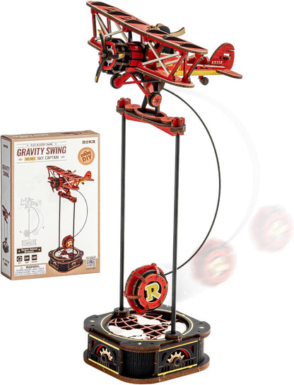 ROKR 3D Wooden Puzzle Kit - Gravity Swing Series Gladiator Fighter With Moving Mechanism, Challenging DIY Building Project For Adult Model Enthusiasts