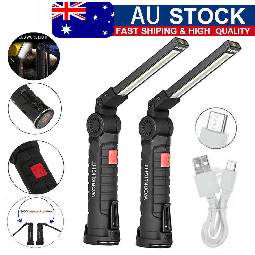 USB Rechargeable COB LED Work Light Inspection Hand Torch Flashlight 360 Rotate Base Magnetic Lamp For Car Repair Camping Super Bright